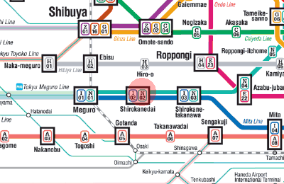 N-02 Shirokanedai station map