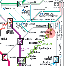 S-20 Shinozaki station map