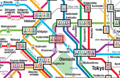 T-07 Kudanshita station map