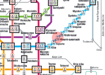 T-15 Minami-Sunamachi station map