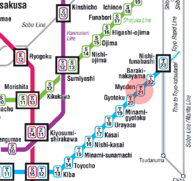 T-21 Myoden station map