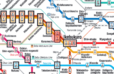 Y-08 Kanamecho station map