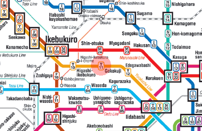 Y-11 Gokokuji station map