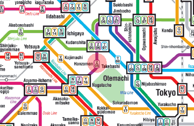 Z-05 Hanzomon station map