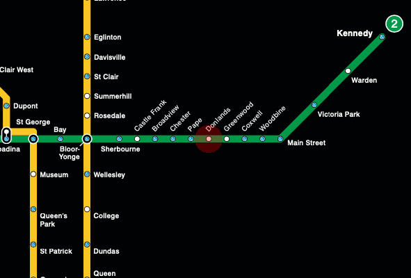 Donlands station map