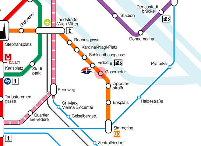 Gasometer station map