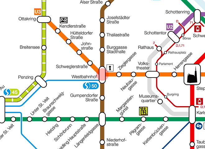 Westbahnhof station map