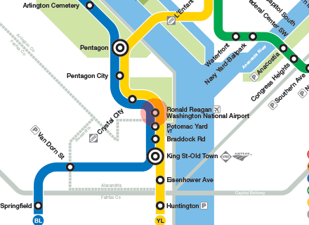 Ronald Reagan Washington National Airport station map